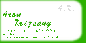 aron krizsany business card